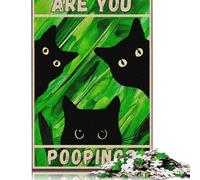 Puzzles pour Adultes 500 pièces Chat Noir Êtes-Vous en Train de Faire Caca Puzzles en Bois pour Adultes Puzzles Puzzles Amusants 500 pièces (52 x 38 cm)