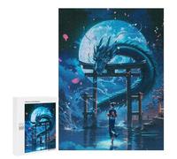 Puzzles pour adultes 500 pièces Geisha et Dragon Bleu pour Adultes Jeux de Relaxation Analyse et Logique Anniversaires uniques 500 pièces