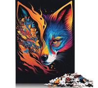 Puzzles pour Adultes 500 pièces Puzzle Renard Néon Interagissant avec Les Membres de la Famille 500 pièces (52 x 38 cm)