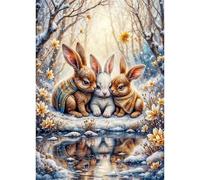 Puzzles pour Adultes 500 pièces Puzzles pour Adultes Jeu éducatif Challenge Toy 500 Puzzle Amusants en Famille (Lapin d'hiver des Bois)