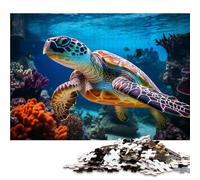 Puzzles pour Adultes 500 pièces Tortue 38 x 52cm Puzzles pour Adultes Jeu éducatif Challenge 500 pièces Carte Puzzle pour Adulte Monde sous Marin Poissons De L'Océan