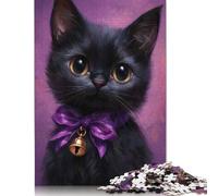 Puzzles pour Adultes 500 Puzzles Puzzle Chat Noir Victorien Mignon pour Adultes Adolescents Puzzles en Bois Jeux de Famille Cadeaux d'anniversaire de Noël (52x38cm)