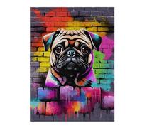 Puzzles pour Adultes 52x38cm/1000pcs Aesthetic Pug Dog Graffiti Puzzles pour Adolescents, Jouets, Décoration Murale, Loisirs À La Maison, Cadeaux De Noël Et d'anniversaire 52x38cm/1000pcs