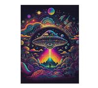 Puzzles pour Adultes 52x38cm/1000pcs Alien Spaceship Arrival Puzzles pour Adultes : Un Jeu Manuel, Amusant Et Humoristique. Un pour Les Amateurs De Jeux Vidéo. 52x38cm/1000pcs
