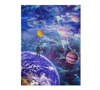 Puzzles pour Adultes 52x38cm/1000pcs Astronaut on Earth Gazing at Planets Puzzles pour Adultes Jeux Relaxants Analyse Et Logique Activités Ludiques À La Maison 52x38cm/1000pcs