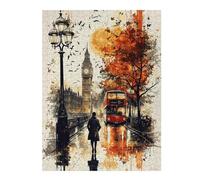 Puzzles pour Adultes 52x38cm/1000pcs Autumn Evening in London A Rainy Cityscape Puzzles pour Adolescents Jeu Familial Décoration Parfaite Difficile À Compléter 52x38cm/1000pcs