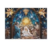 Puzzles pour Adultes 52x38cm/1000pcs Christmas Nativity Scene with Holy Family and Animals Puzzles pour Adolescents, Jouets Anti-Stress, Décoration Murale, pour Les Gamers 52x38cm/1000pcs