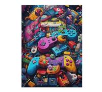 Puzzles pour Adultes 52x38cm/1000pcs Colorful Gaming Controllers Collage -2 Puzzles À Monter Soi-même - Cadeaux Souvenirs pour Vos Proches 52x38cm/1000pcs