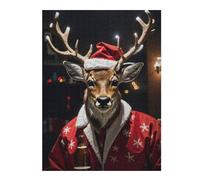 Puzzles pour Adultes 52x38cm/1000pcs Deer Drinking Beer Xmas Puzzles pour Adultes Jeux Relaxants Décoration Intérieure Cadeaux Uniques d'anniversaire Et De Noël 52x38cm/1000pcs