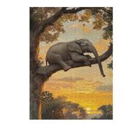 Puzzles pour Adultes 52x38cm/1000pcs Elephant in Tree at Sunset Puzzles pour Adolescents Jeux De Société pour Passer Le Temps À La Maison Cadeaux d'anniversaire Et De Noël Uniques 52x38cm/1000pcs
