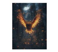 Puzzles pour Adultes 52x38cm/1000pcs Fiery Owl in Forest Puzzles pour Adolescents Jeux De Société pour Passer Le Temps À La Maison Cadeaux d'anniversaire Et De Noël Uniques 52x38cm/1000pcs