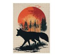 Puzzles pour Adultes 52x38cm/1000pcs Fox Silhouette Sunset Puzzles pour Adolescents Jeux De Société pour Passer Le Temps À La Maison Cadeaux d'anniversaire Et De Noël Uniques 52x38cm/1000pcs