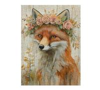 Puzzles pour Adultes 52x38cm/1000pcs Fox with Floral Crown Puzzles pour Adultes - Jeu De Réflexion - Difficile - Stimulant - Idée Cadeau 52x38cm/1000pcs