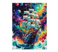 Puzzles pour Adultes 52x38cm/1000pcs Ghost Ship Puzzles pour Adultes Jouets Anti-Stress Améliorent La Mémoire Activités Amusantes À La Maison, 52x38cm/1000pcs