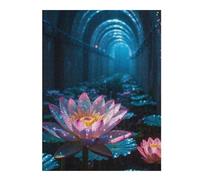 Puzzles pour Adultes 52x38cm/1000pcs Glowing Lotus in A Tunnel Puzzles pour Adultes, Jeu De Réflexion, Décoration Murale, Défi Éducatif 52x38cm/1000pcs