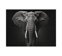 Puzzles pour Adultes 52x38cm/1000pcs Gray Elephant Portrait with Large Ears Puzzles pour Adolescents Jeux Familiaux Analyse Et Logique Jeu Stimulant Cadeaux 52x38cm/1000pcs