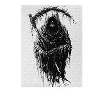 Puzzles pour Adultes 52x38cm/1000pcs Grim Reaper Black and White Illustration Puzzles pour Adultes - Jeux De Construction - Analyse Et Logique pour Les Amateurs De Jeux 52x38cm/1000pcs