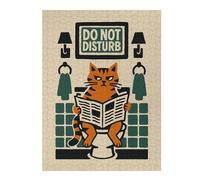 Puzzles pour Adultes 52x38cm/1000pcs Grumpy Cat Reading Newspaper on Toilet Puzzles pour Adolescents Jeu Manuel, Amusant Et Humoristique Cadeaux d'anniversaire Et De Noël Uniques 52x38cm/1000pcs