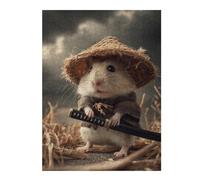 Puzzles pour Adultes 52x38cm/1000pcs Hamster Samurai Warrior Puzzles pour Adolescents Jeu Manuel, Amusant Et Humoristique Cadeaux d'anniversaire Et De Noël Uniques 52x38cm/1000pcs