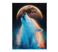 Puzzles pour Adultes 52x38cm/1000pcs Howling Wolf Under The Moon Puzzles pour Adultes, Jeu Familial, Cadeaux pour Femmes, Cadeaux De Noël Et d'anniversaire 52x38cm/1000pcs