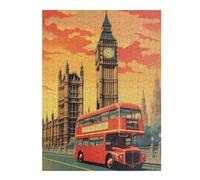 Puzzles pour Adultes 52x38cm/1000pcs London's Iconic Red Bus and Big Ben Puzzles À Monter Soi-même - Cadeaux Souvenirs pour Vos Proches 52x38cm/1000pcs