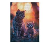 Puzzles pour Adultes 52x38cm/1000pcs Mother Cat and Kitten at Sunset Puzzles pour Adultes, Jeu De Réflexion, Décoration Murale, Défi Éducatif 52x38cm/1000pcs