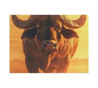 Puzzles pour Adultes 52x38cm/1000pcs Puzzles African Buffalo Sunset Portrait Puzzle Jeux Relaxants Niveau De Difficulté Défi Interaction Parent-Enfant 52x38cm/1000pcs