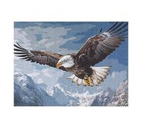 Puzzles pour Adultes 52x38cm/1000pcs Puzzles Bald Eagle Soaring Above Snow-Capped Peaks Casse-tête pour Adultes Jeu De Réflexion Décoration Murale Cadeaux De Noël Et d'anniversaire 52x38cm/1000pcs
