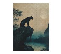 Puzzles pour Adultes 52x38cm/1000pcs Puzzles Black Panther Under Moonlight Puzzle pour Adultes Jeux De Famille Vacances À La Maison Passer Le Temps Est Idéal comme Cadeau 52x38cm/1000pcs