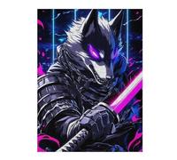 Puzzles pour Adultes 52x38cm/1000pcs Puzzles Border Collie Dog Samurai Digital Art Puzzles pour Adultes, Jouets Anti-Stress, Décorations Murales, Idées Cadeaux pour Toute La Famille 52x38cm/1000pcs
