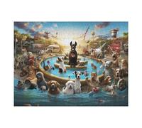 Puzzles pour Adultes 52x38cm/1000pcs Puzzles Canine Carnival A Dog's Delightful Day Out! Casse-tête pour Adultes Jeu De Réflexion Décoration Murale Cadeaux De Noël Et d'anniversaire 52x38cm/1000pcs