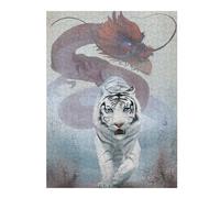Puzzles pour Adultes 52x38cm/1000pcs Puzzles Dragon and White Tiger Casse-tête pour Adultes Jeu De Réflexion Décoration Murale Cadeaux De Noël Et d'anniversaire 52x38cm/1000pcs