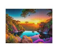 Puzzles pour Adultes 52x38cm/1000pcs Puzzles Enchanted Sunset in The Tropical Rainforest Casse-tête pour Adultes Jeu De Réflexion Décoration Murale Cadeaux De Noël Et d'anniversaire 52x38cm/1000pcs