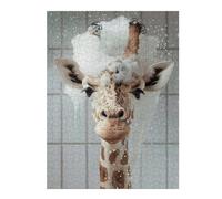 Puzzles pour Adultes 52x38cm/1000pcs Puzzles Giraffe Taking A Bath Puzzle Jeux Relaxants Niveau De Difficulté Défi Interaction Parent-Enfant 52x38cm/1000pcs