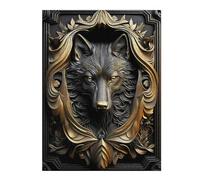 Puzzles pour Adultes 52x38cm/1000pcs Puzzles Powerful Golden King Wolf Puzzles pour Adultes, Jouets Anti-Stress, Décorations Murales, Idées Cadeaux pour Toute La Famille 52x38cm/1000pcs