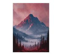 Puzzles pour Adultes 52x38cm/1000pcs Puzzles Red Mountain Misty Forest Puzzles pour Adultes, Jouets Anti-Stress, Décorations Murales, Idées Cadeaux pour Toute La Famille 52x38cm/1000pcs