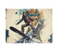 Puzzles pour Adultes 52x38cm/1000pcs Puzzles Snowboarder in Action on Mountain Peak Casse-tête pour Adultes Jeu De Réflexion Décoration Murale Cadeaux De Noël Et d'anniversaire 52x38cm/1000pcs