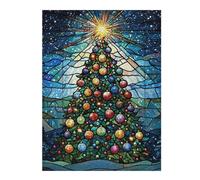 Puzzles pour Adultes 52x38cm/1000pcs Puzzles Stained Glass Christmas Tree Puzzles pour Adolescents Jeux De Société Découpe De Précision Cadeaux d'anniversaire Et Cadeaux Uniques 52x38cm/1000pcs