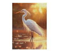 Puzzles pour Adultes 52x38cm/1000pcs Puzzles White Heron at Sunset Puzzles pour Adolescents Jeux De Société Découpe De Précision Cadeaux d'anniversaire Et Cadeaux Uniques 52x38cm/1000pcs