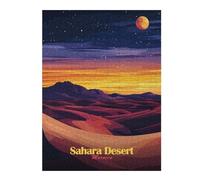 Puzzles pour Adultes 52x38cm/1000pcs Sahara Desert Sunset Puzzle - Jeu Manuel - Défi Difficile - Cadeaux pour Les Amis Et La Famille 52x38cm/1000pcs