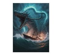 Puzzles pour Adultes 52x38cm/1000pcs Sea Serpent Storms Ship Puzzle Anti-Stress, Jouet De Course De Vitesse Manuelle, Cadeau pour Les Amis Et La Famille 52x38cm/1000pcs
