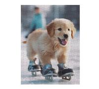 Puzzles pour Adultes 52x38cm/1000pcs Skating Puppy Puzzles pour Adolescents, Jouets, Décoration Murale, Loisirs À La Maison, Cadeaux De Noël Et d'anniversaire 52x38cm/1000pcs