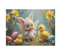 Puzzles pour Adultes 52x38cm/1000pcs Spring Fantasy Cute Bunny with Ducklings Puzzles pour Adolescents Jeu Manuel, Amusant Et Humoristique Cadeaux d'anniversaire Et De Noël Uniques 52x38cm/1000pcs