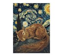 Puzzles pour Adultes 52x38cm/1000pcs Squirrel Sleeping Under Starry Night Sky Puzzles pour Adultes - Jeux De Construction - Analyse Et Logique pour Les Amateurs De Jeux 52x38cm/1000pcs