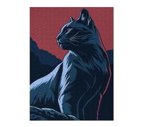 Puzzles pour Adultes 52x38cm/1000pcs Stylized Black Cat Illustration Puzzles pour Adultes - Jeux De Construction - Analyse Et Logique pour Les Amateurs De Jeux 52x38cm/1000pcs