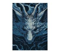 Puzzles pour Adultes 52x38cm/1000pcs Stylized Blue Wolf Head Illustration Puzzles pour Adultes - Jeux De Construction - Analyse Et Logique pour Les Amateurs De Jeux 52x38cm/1000pcs