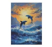 Puzzles pour Adultes 52x38cm/1000pcs Two Dolphin Jumping Puzzles pour Adultes, Jeu De Réflexion, Décoration Murale, Jeu Stimulant, Cadeaux 52x38cm/1000pcs