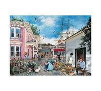 Puzzles pour Adultes 52x38cm/1000pcs Vintage Market Scene with Ship in Background Puzzle Anti-Stress, Jouet De Course De Vitesse Manuelle, Cadeau pour Les Amis Et La Famille 52x38cm/1000pcs