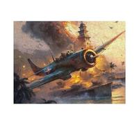 Puzzles pour Adultes 52x38cm/1000pcs Warplane Over Burning Cityscape Puzzles pour Adultes - Jouets Anti-Stress - Décoration Parfaite - Un Défi À Relever 52x38cm/1000pcs