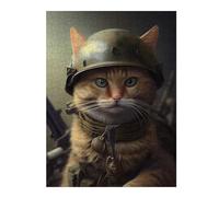 Puzzles pour Adultes 52x38cm/1000pcs Warrior Cat in Camouflage Helmet Puzzles pour Adultes Jouets Anti-Stress Améliorent La Mémoire Activités Amusantes À La Maison, 52x38cm/1000pcs